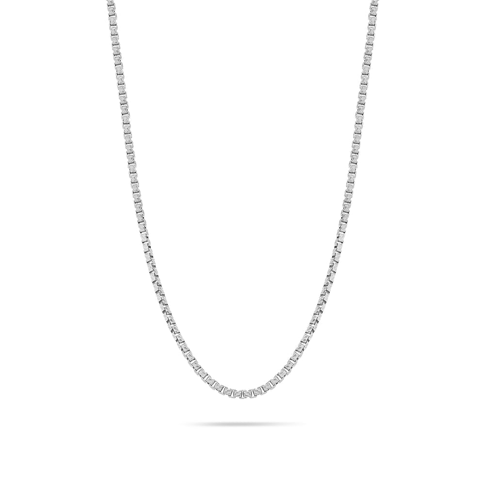 10k white gold box link chain for women and men