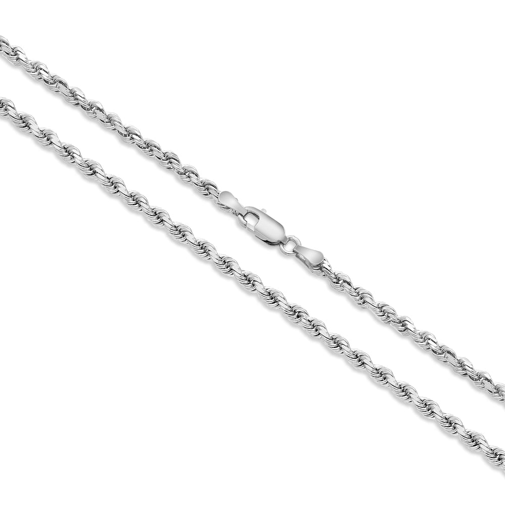 White gold rope chain for women and men