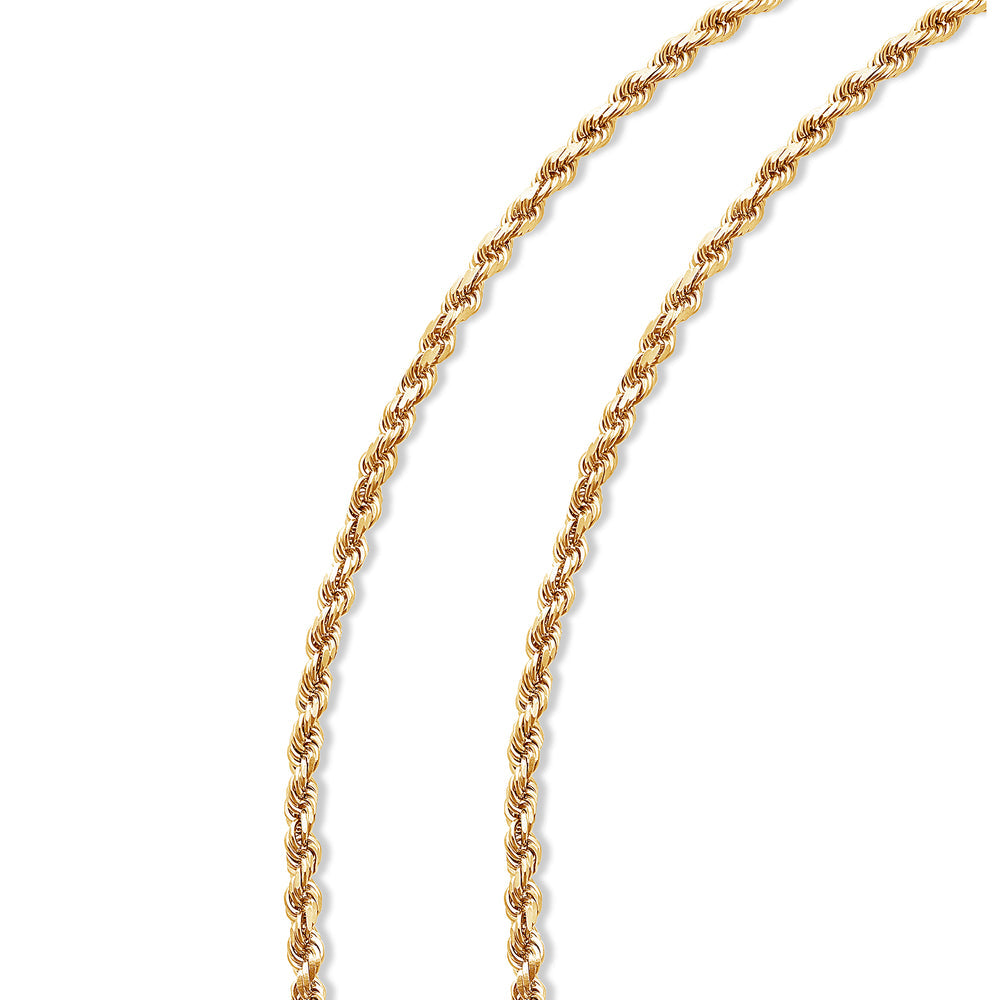 solid yellow gold rope chain with diamond-cut