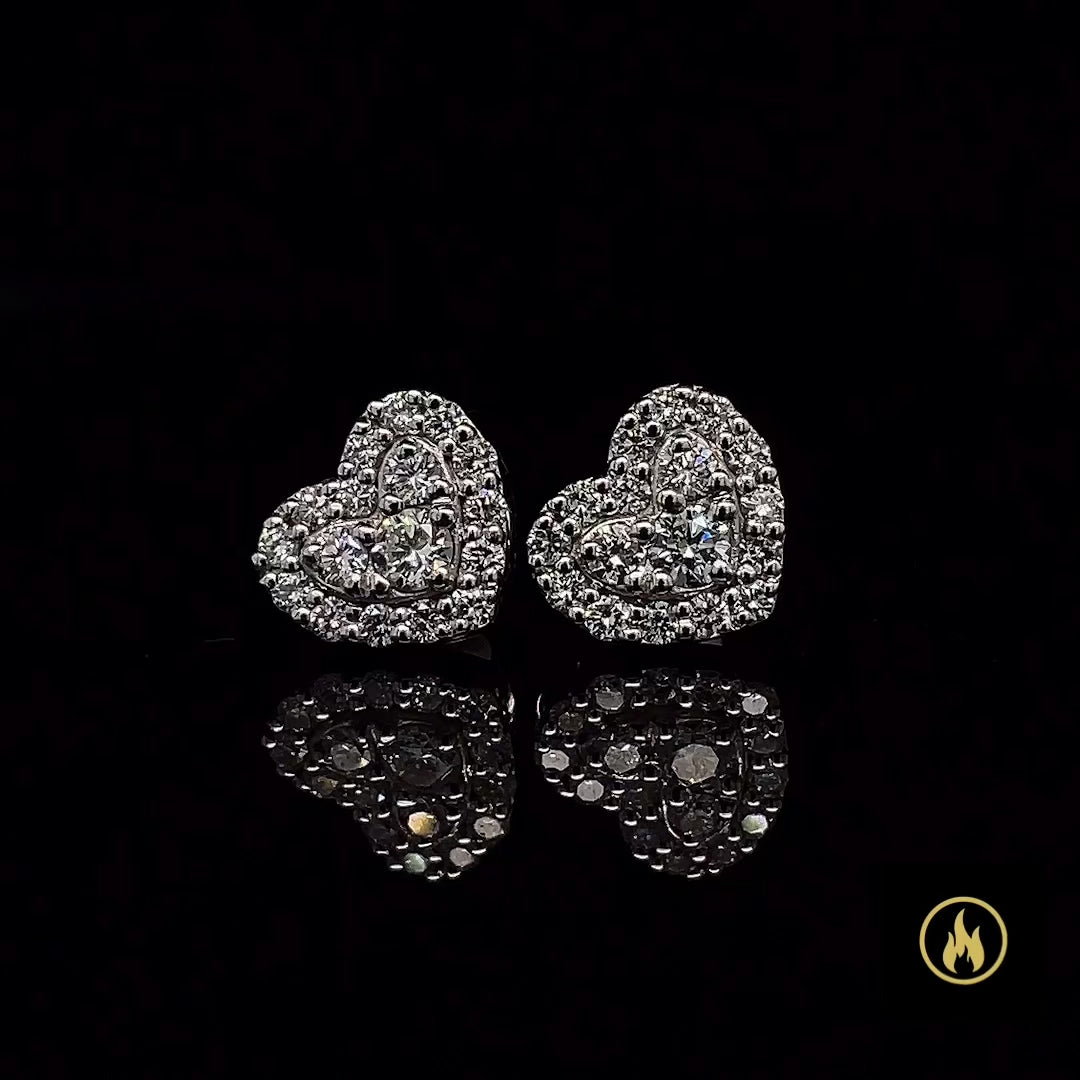 White Gold Heart Shape VS-VVS Earrings 0.73CT