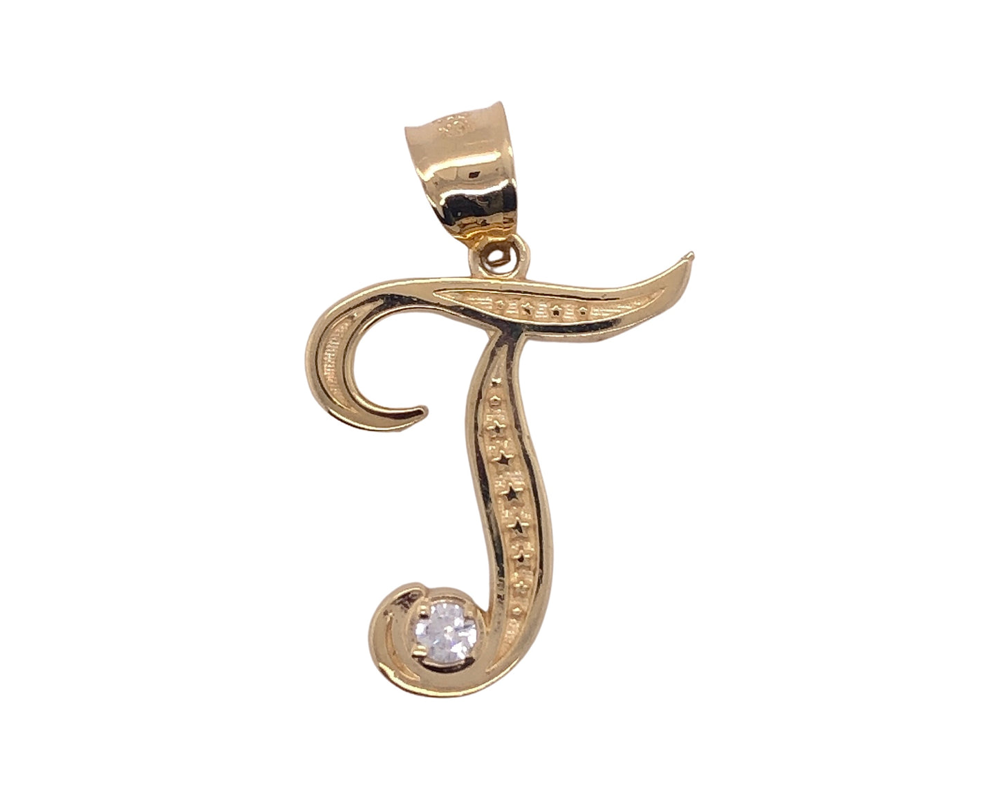 10K Yellow Gold Cursive Initial letter "T"