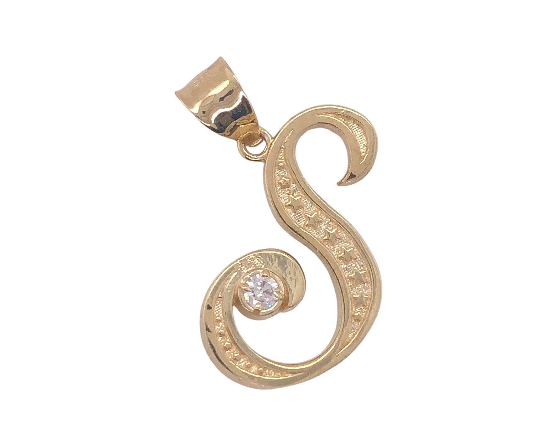 10K Yellow Gold Cursive Initial letter "S"