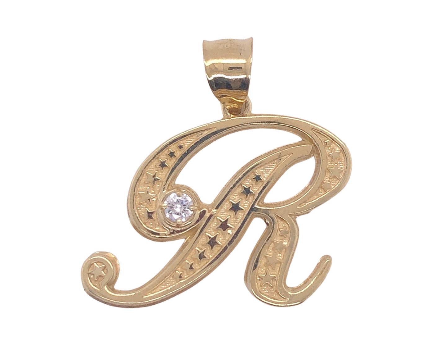 10K Yellow Gold Cursive Initial letter "R"