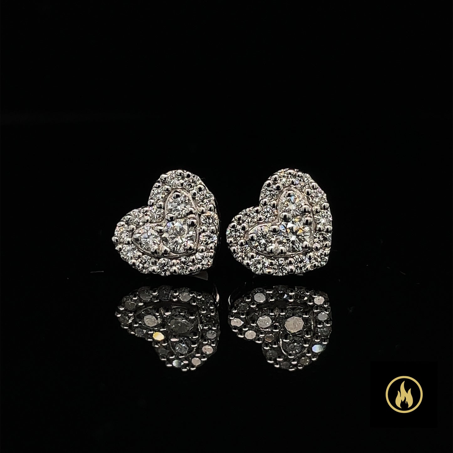10K Solid Custom White Gold Heart Shape VS-VVS Earrings 0.73CT