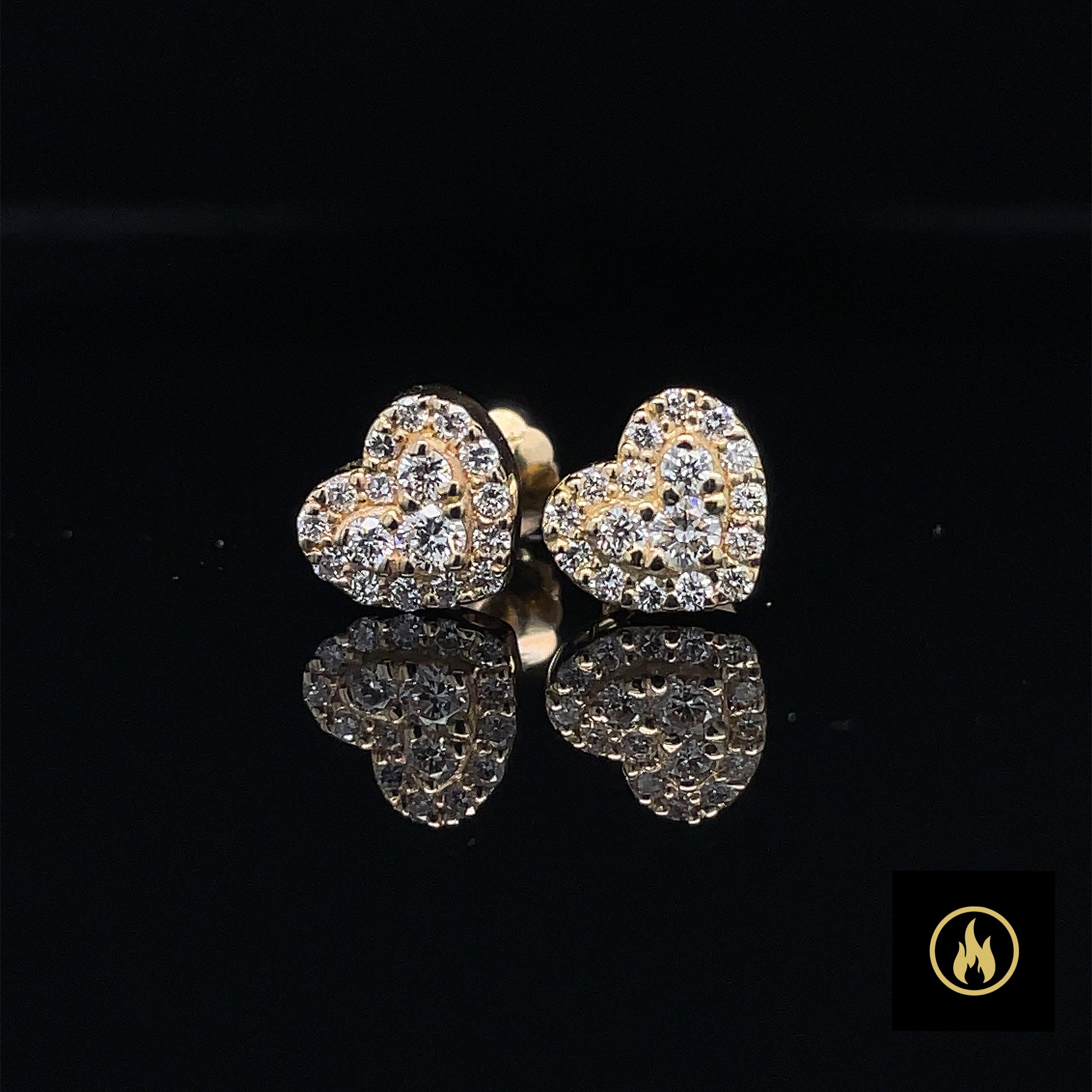 10K Yellow Gold Heart Shape VS-VVS Earrings