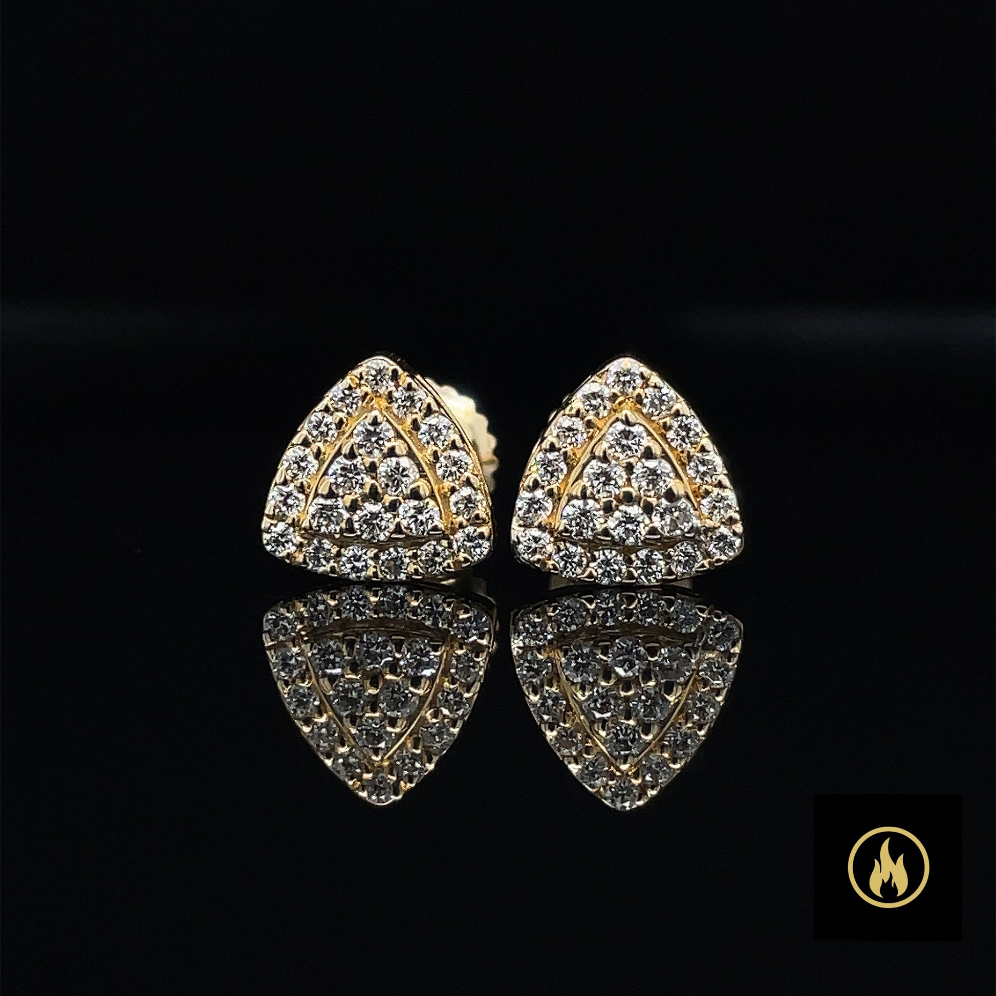 10K Yellow Gold VS-VVS Diamond Triangle Earrings 0.52CT