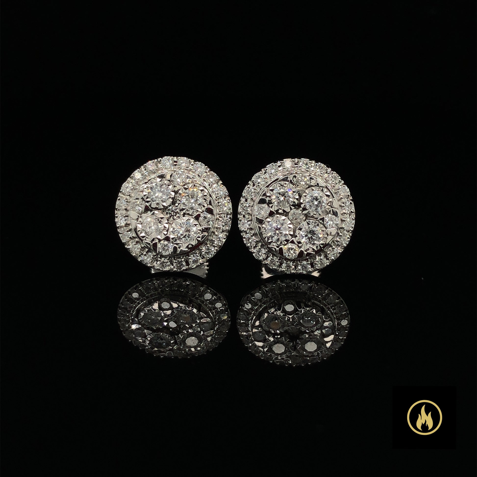 14K White Gold Diamond Circle Earrings 0.58ct