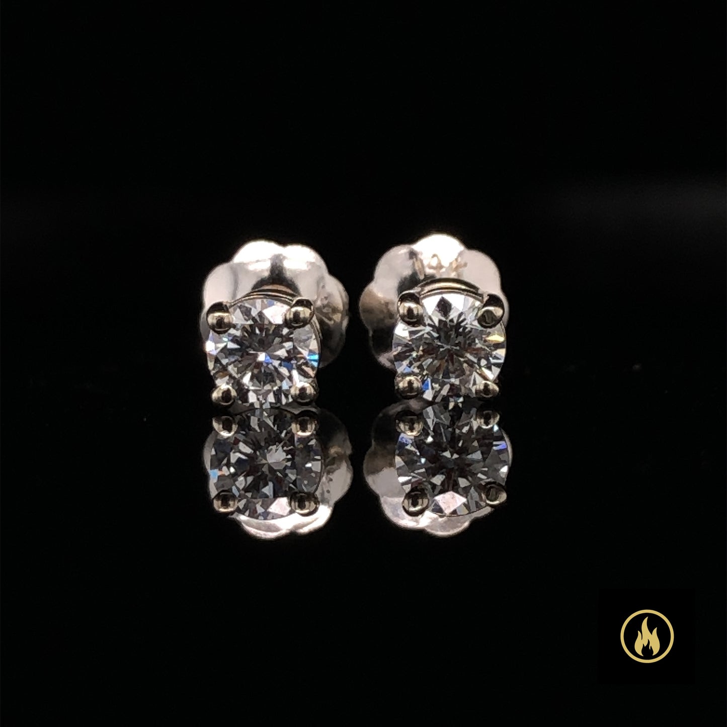 14K White Gold Single Stone Diamond Stud Earrings 0.25ct