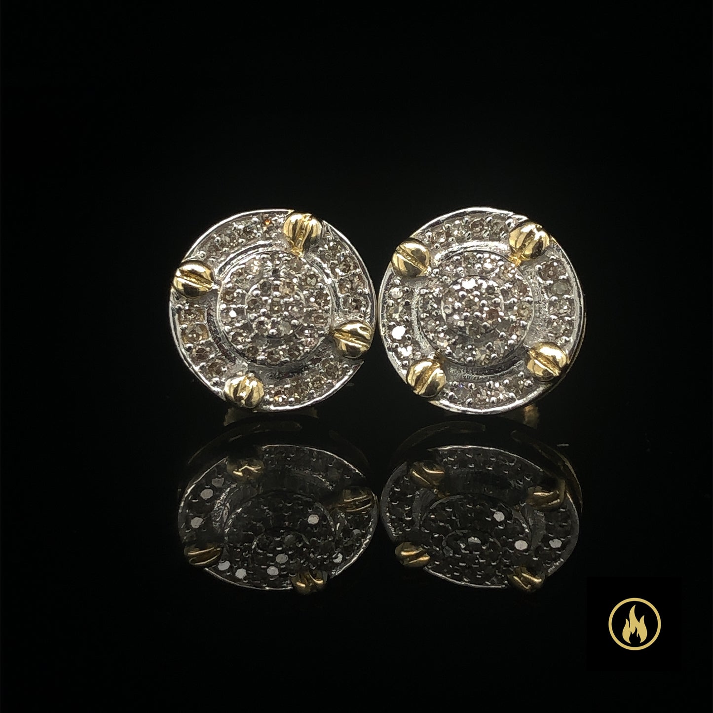 10K Yellow Gold Circle Diamond Earrings 0.29ct