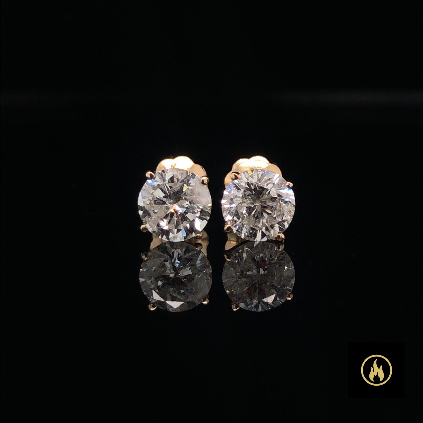 14K Yellow Gold Single Stone Diamond Stud Earrings 1.20ct