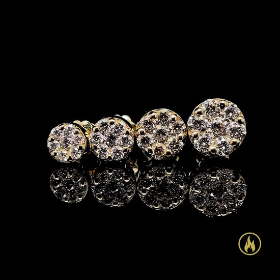 10k-14k Solid Yellow Gold Circle Diamond VS-VVS Earrings 