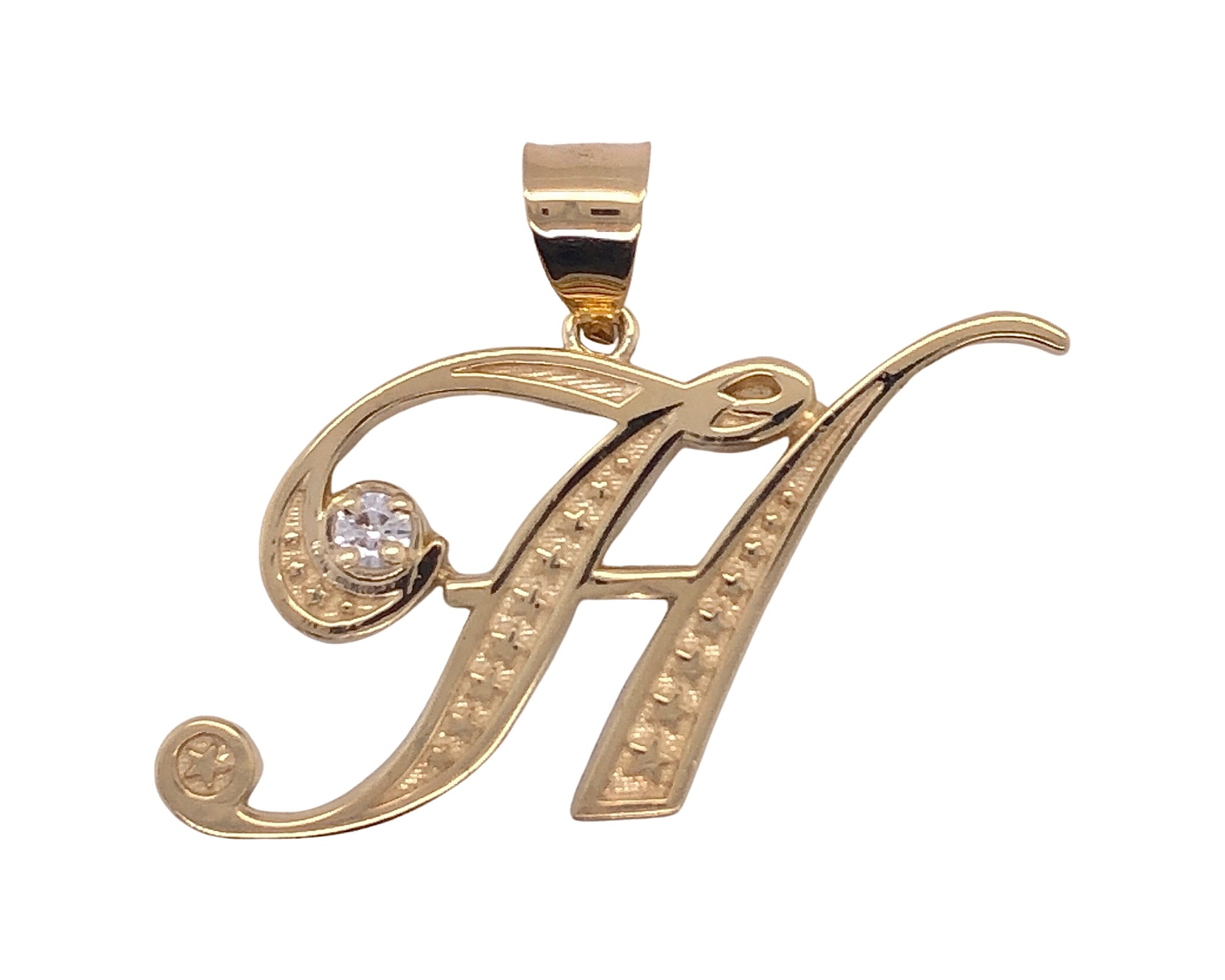 10K Yellow Gold Cursive Initial letter "H"