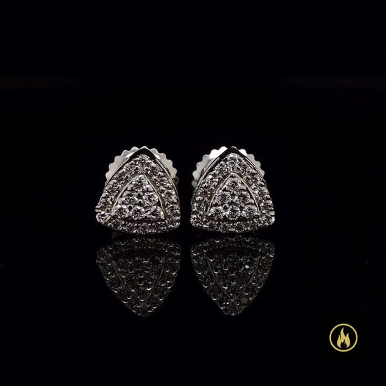 Custom White Gold Diamond Triangle VS-VVS Earrings 0.22CT