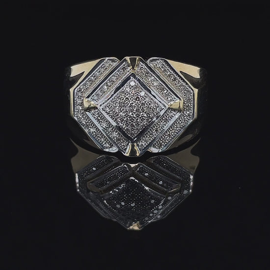 10k yellow gold hip-hop style diamond ring 