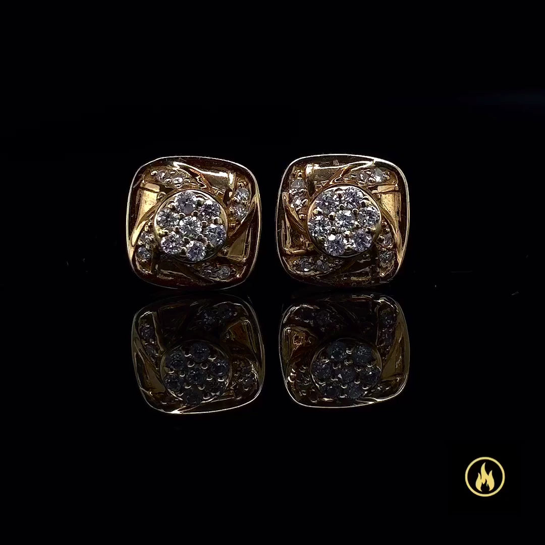 14K Yellow Gold 3D Diamond Earrings 0.25ct