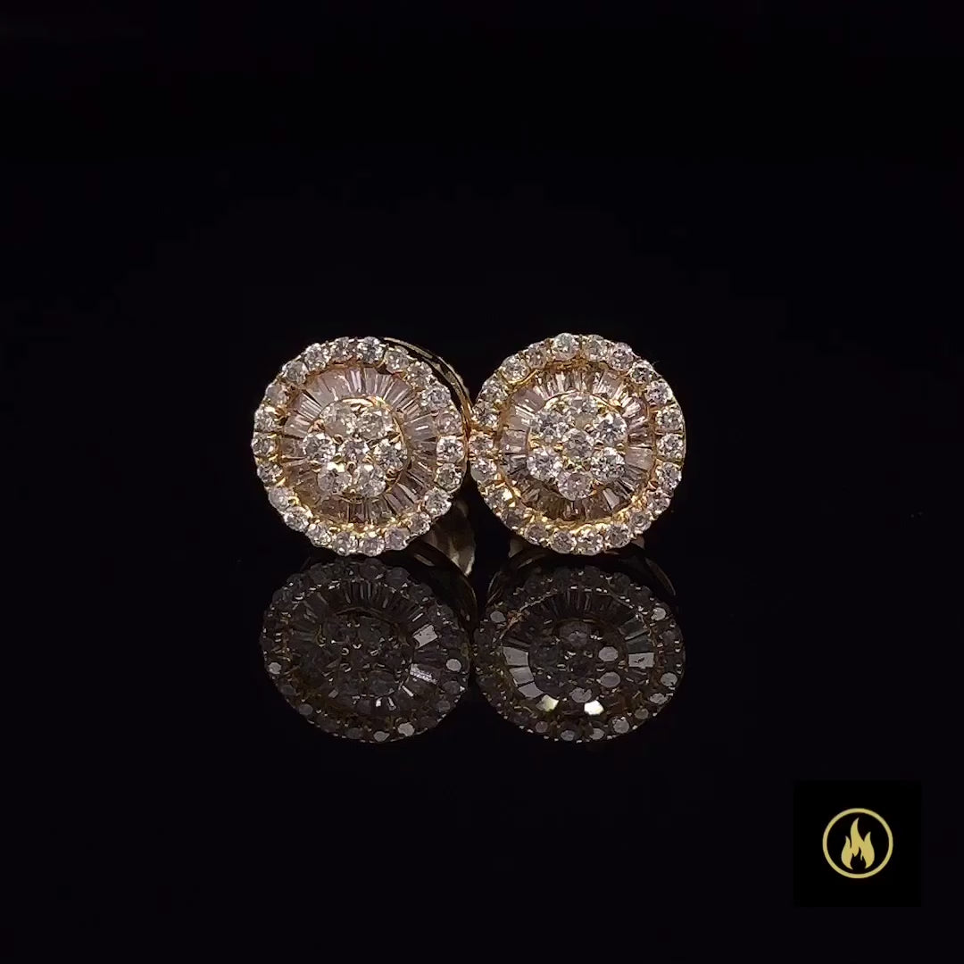 14K Yellow Gold Baguette Diamond Earrings 0.38ct
