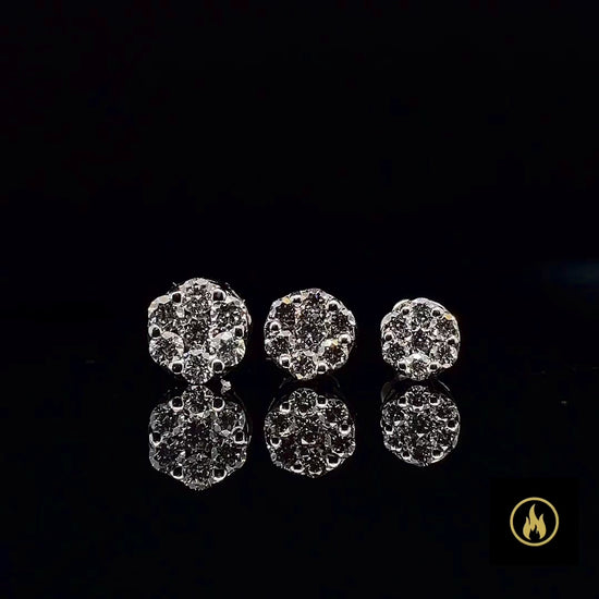 custom white gold diamond earrings in different sizes 
