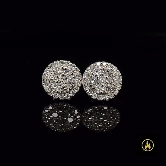 Solid White Gold Circle Diamond VS-VVS Earrings 0.90CT