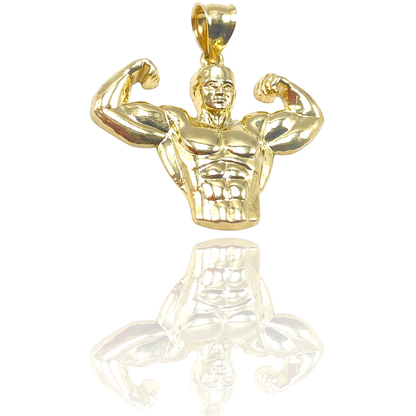Yellow Gold Body Building Muscle Man Pendant