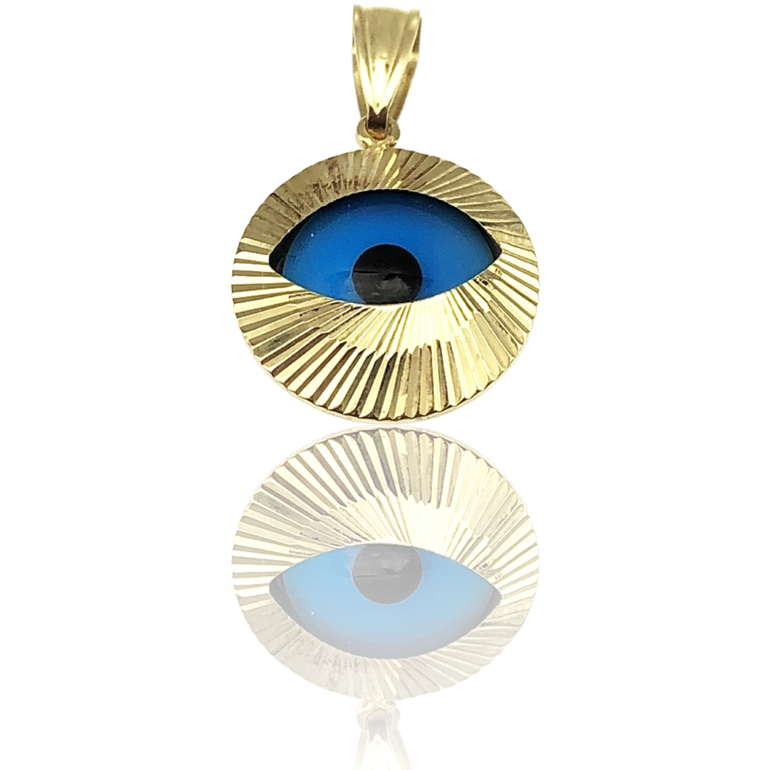 10K Yellow Gold Diamond-Cut Evil Eye Charm 
