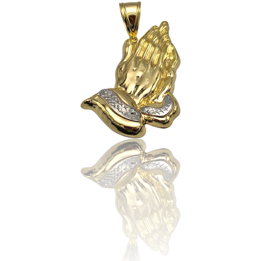 Two-Tone Gold Praying Hands Pendant