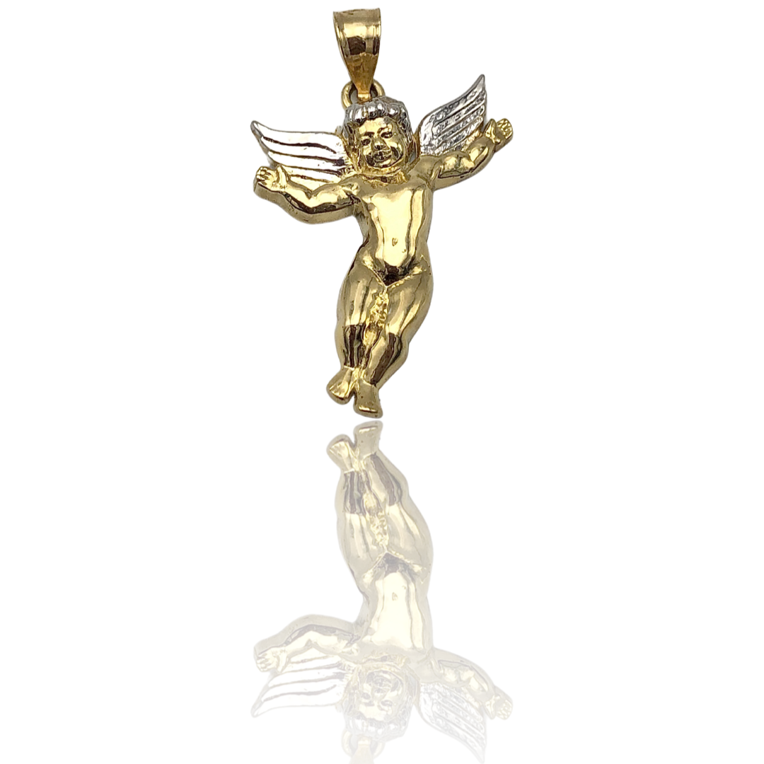 10K Two-Tone Gold Baby Angel Pendant