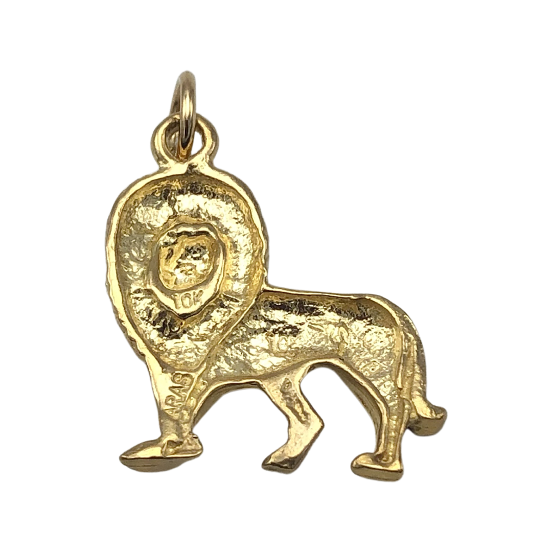 10k solid yellow gold walking lion pendant 