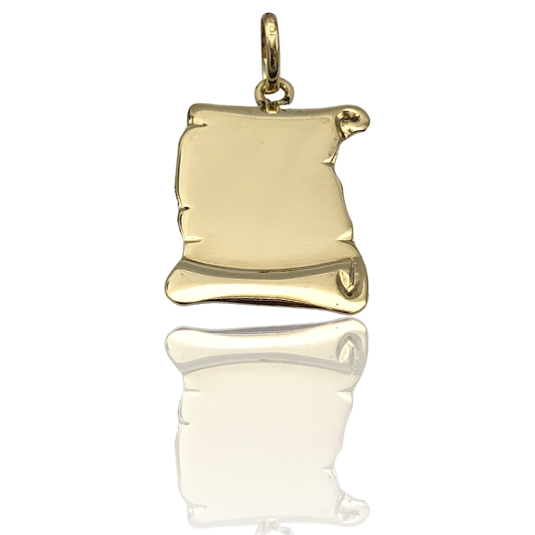 Yellow Gold Engraving Plate Pendant