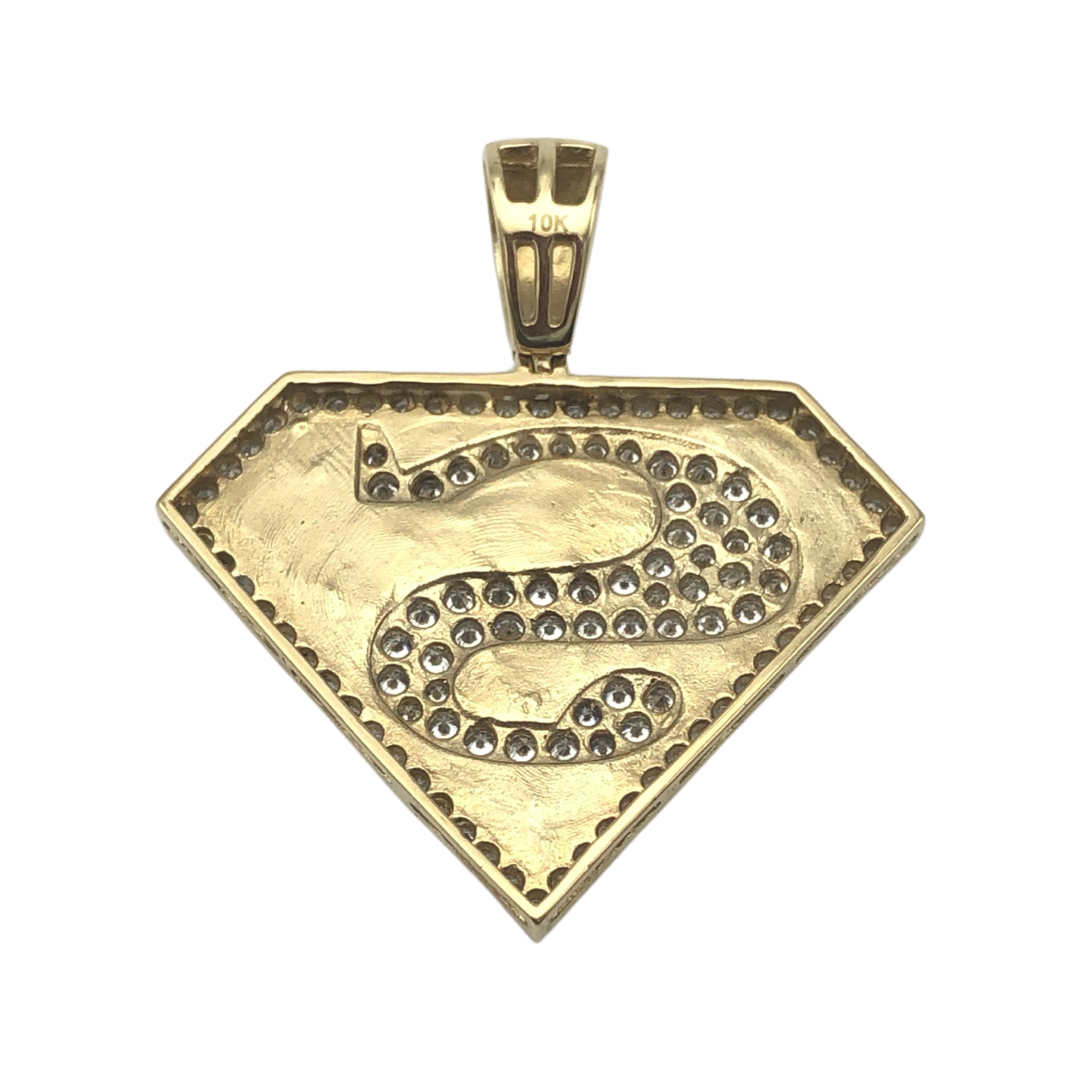 Solid Yellow Gold Cz Super S Pendant