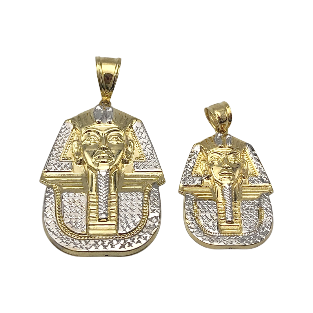 10K Two-Tone Gold Pharaoh Pendant With Diamond-Cut 