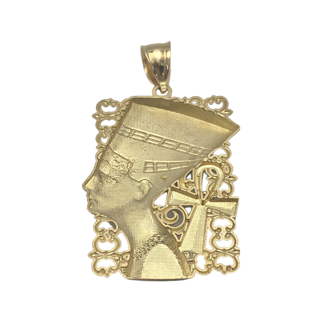 10K Two-Tone Gold Nefertiti And Ankh Pendant