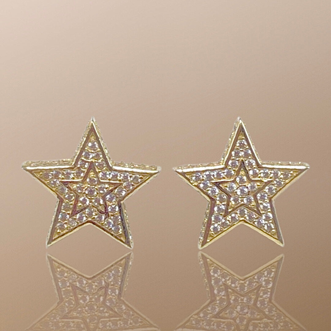 10K Yellow Gold Cubic Zirconia Star Earrings