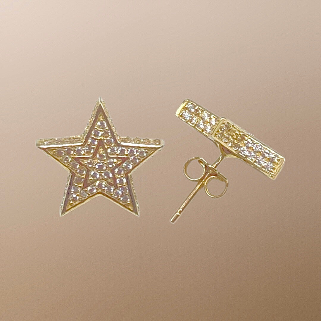 10K Yellow Gold Cubic Zirconia Star Earrings