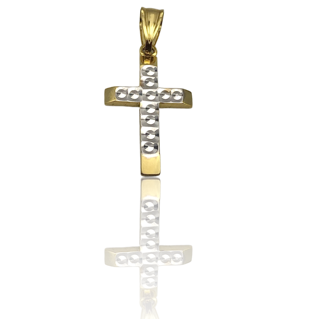Two-Tone Gold Small Cross Pendant