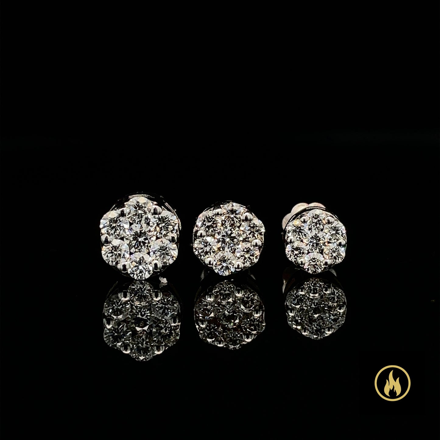 10K Solid White Gold Diamond VS-VVS Earrings