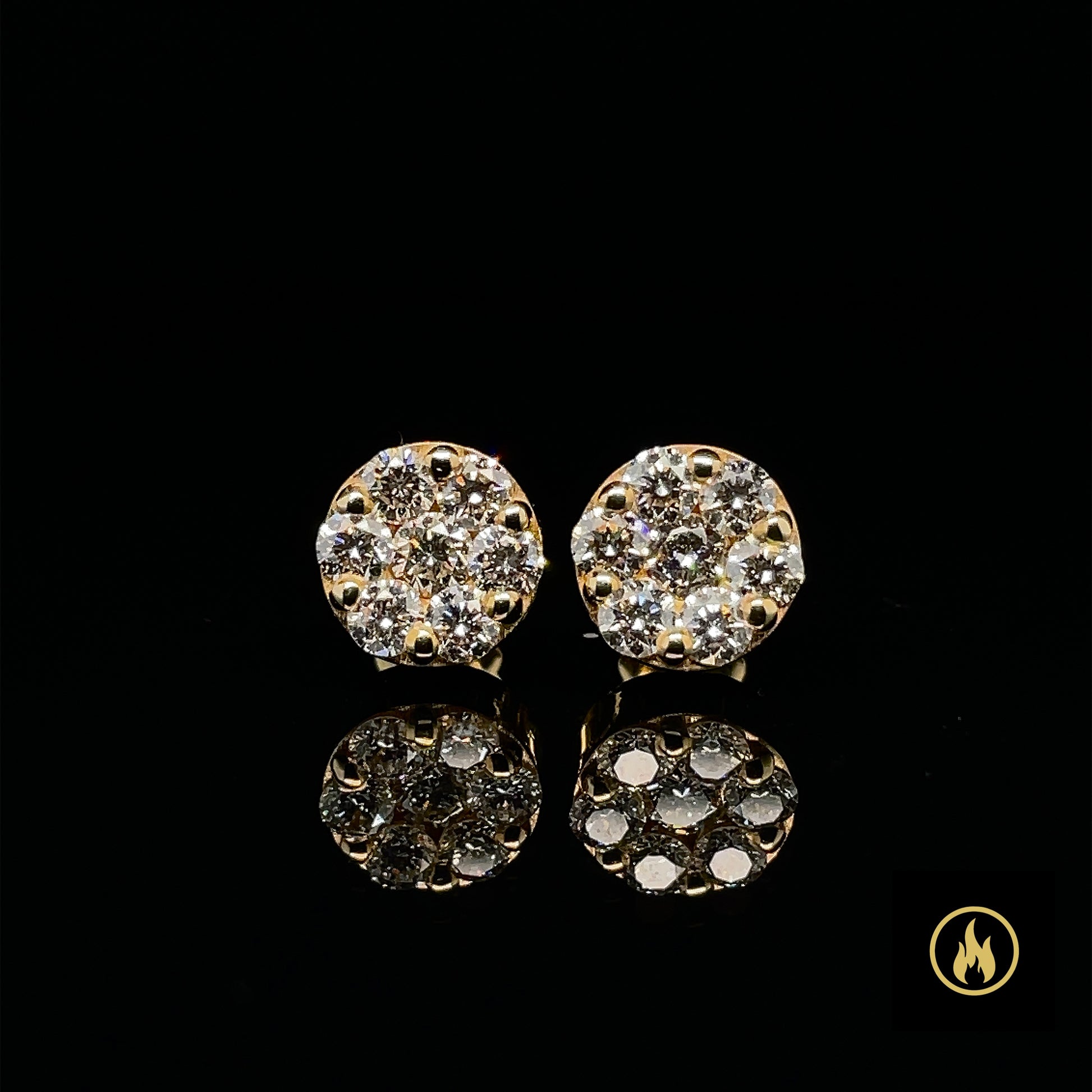 Solid Yellow Gold Circle Diamond VS-VVS Earrings