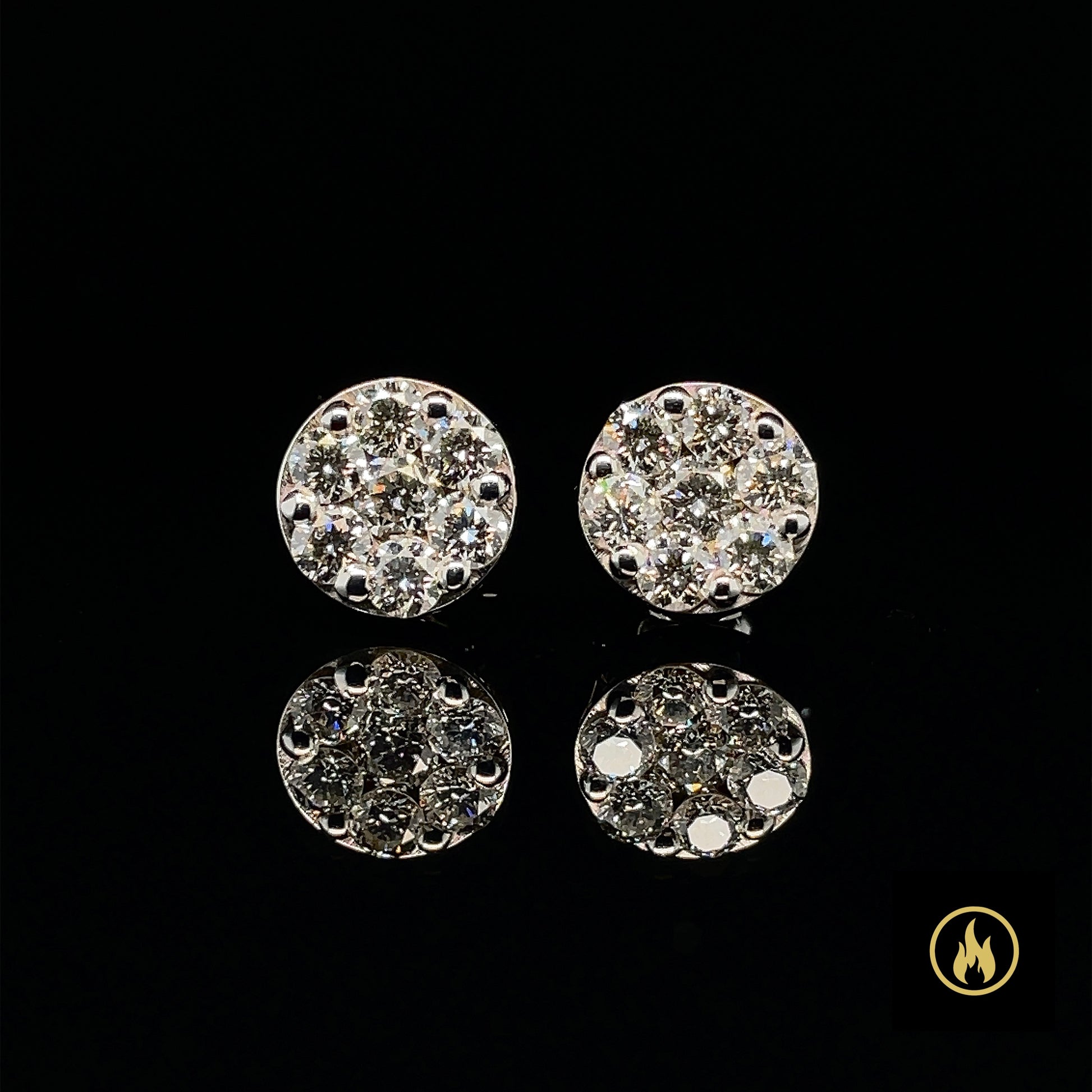 Custom White Gold Flower Style Diamond VS-VVS Earrings