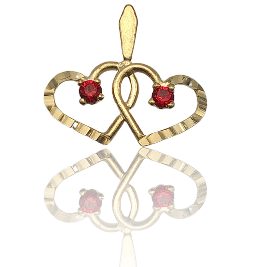 Yellow Gold Two Open Hearts Charm