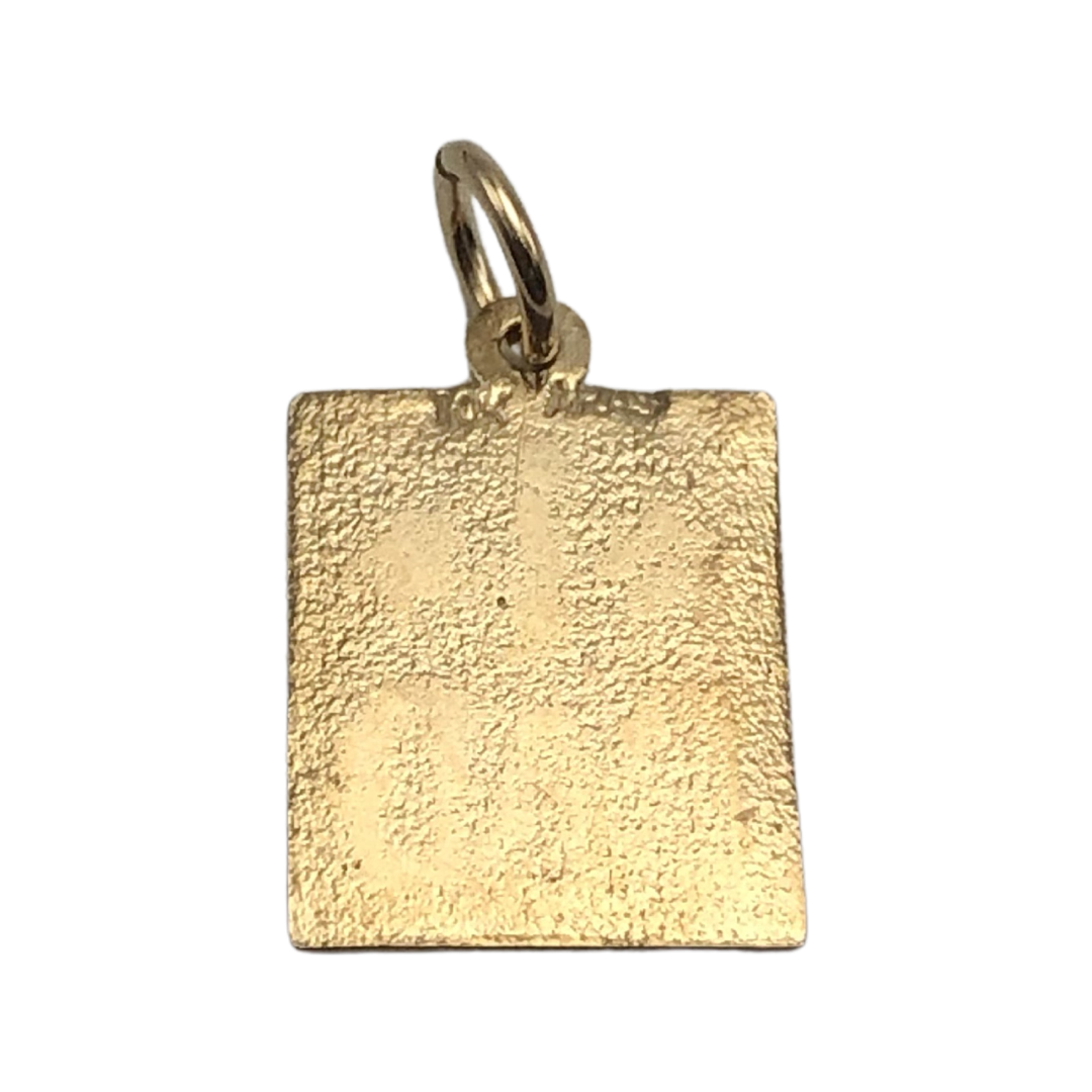 10K Solid Yellow Gold #1 Dad Square Charm Pendant