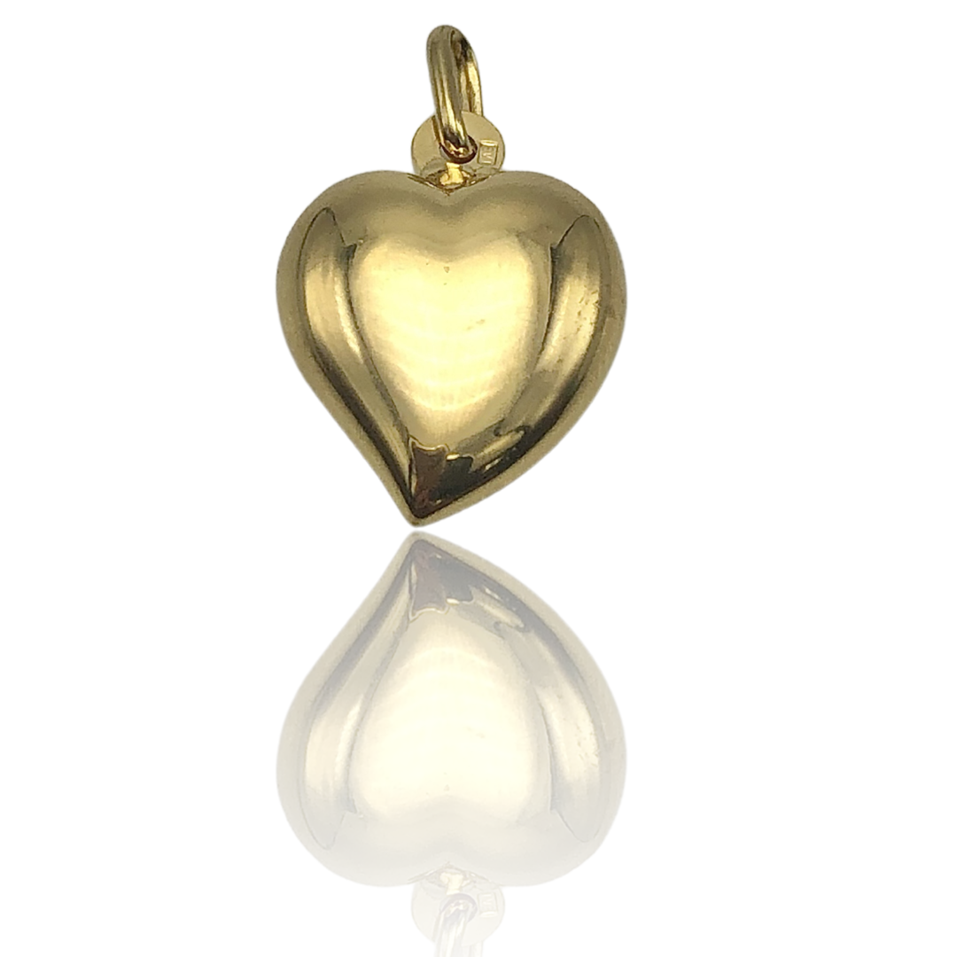 10K Yellow Gold Puffed Heart Charm