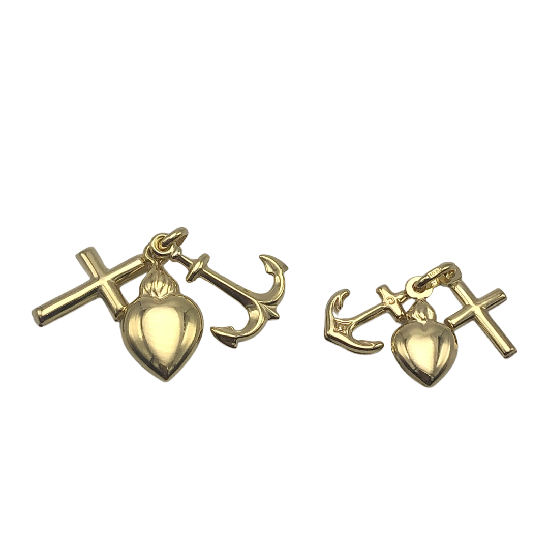 10K Yellow Gold Three Charms Attached