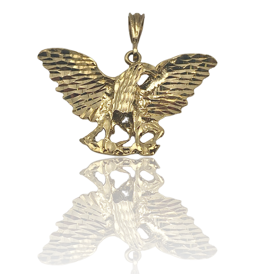Solid Yellow Gold Diamond- Cut Eagle Pendant