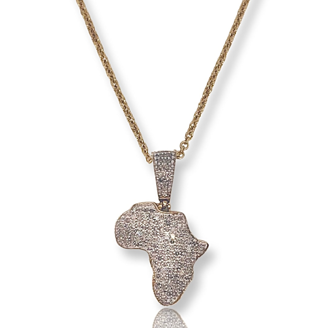 Diamond Africa Pendant With Rolo Ball Chain
