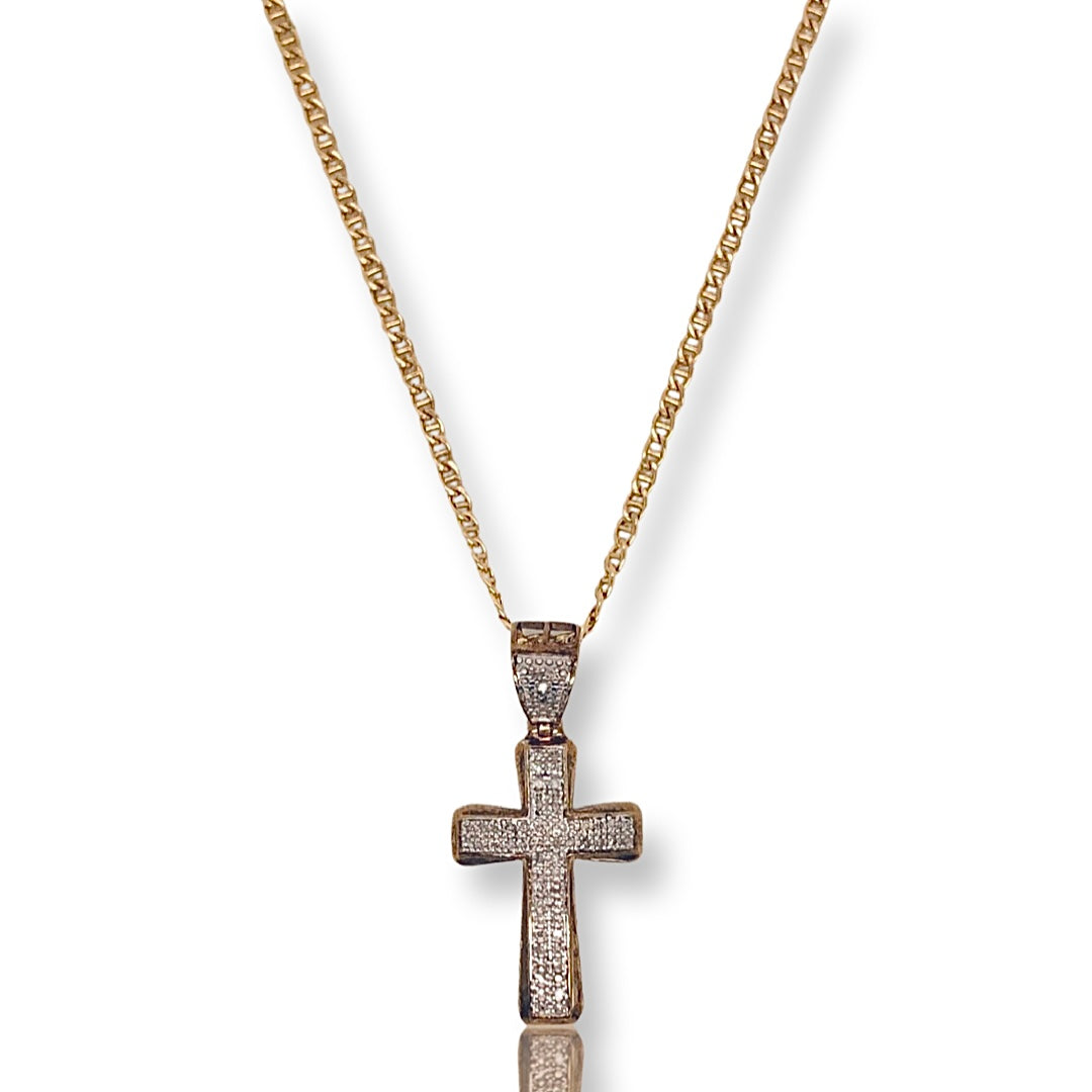 Diamond Cross With Mariner Chain