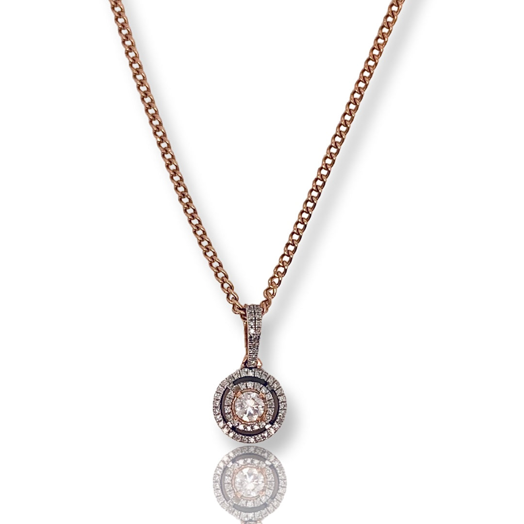 10K Rose Gold Circle Diamond Necklace