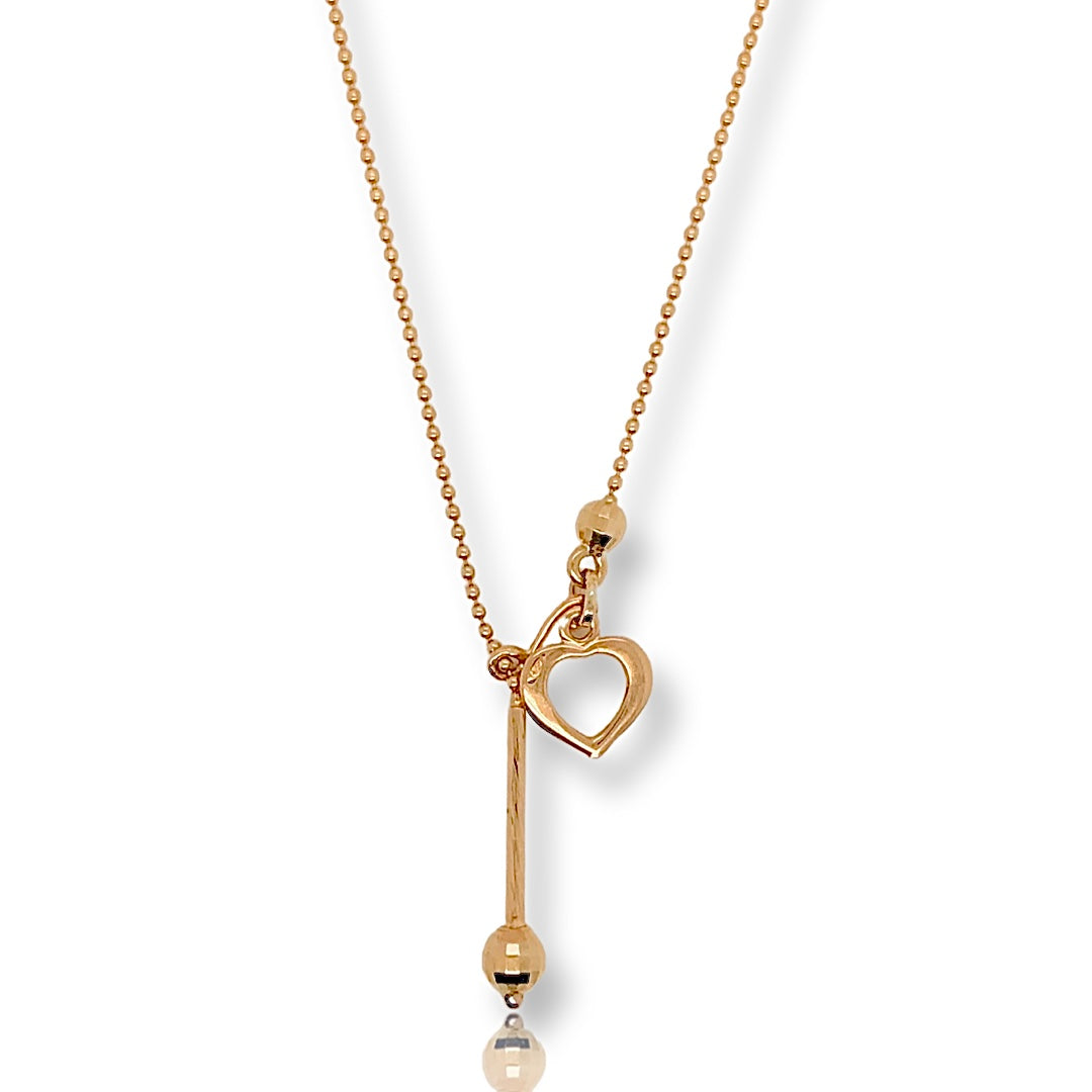 18K Yellow Gold Heart Moon Necklace