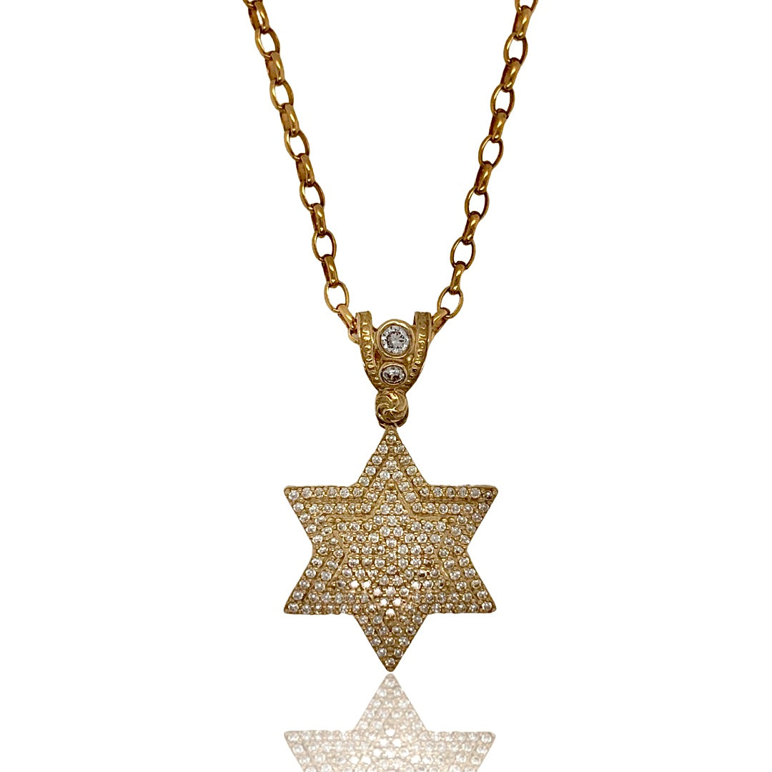 Cz Star Pendant With Anchor Chain