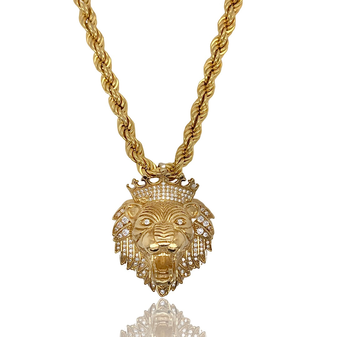Lion Pendant With Rope Chain