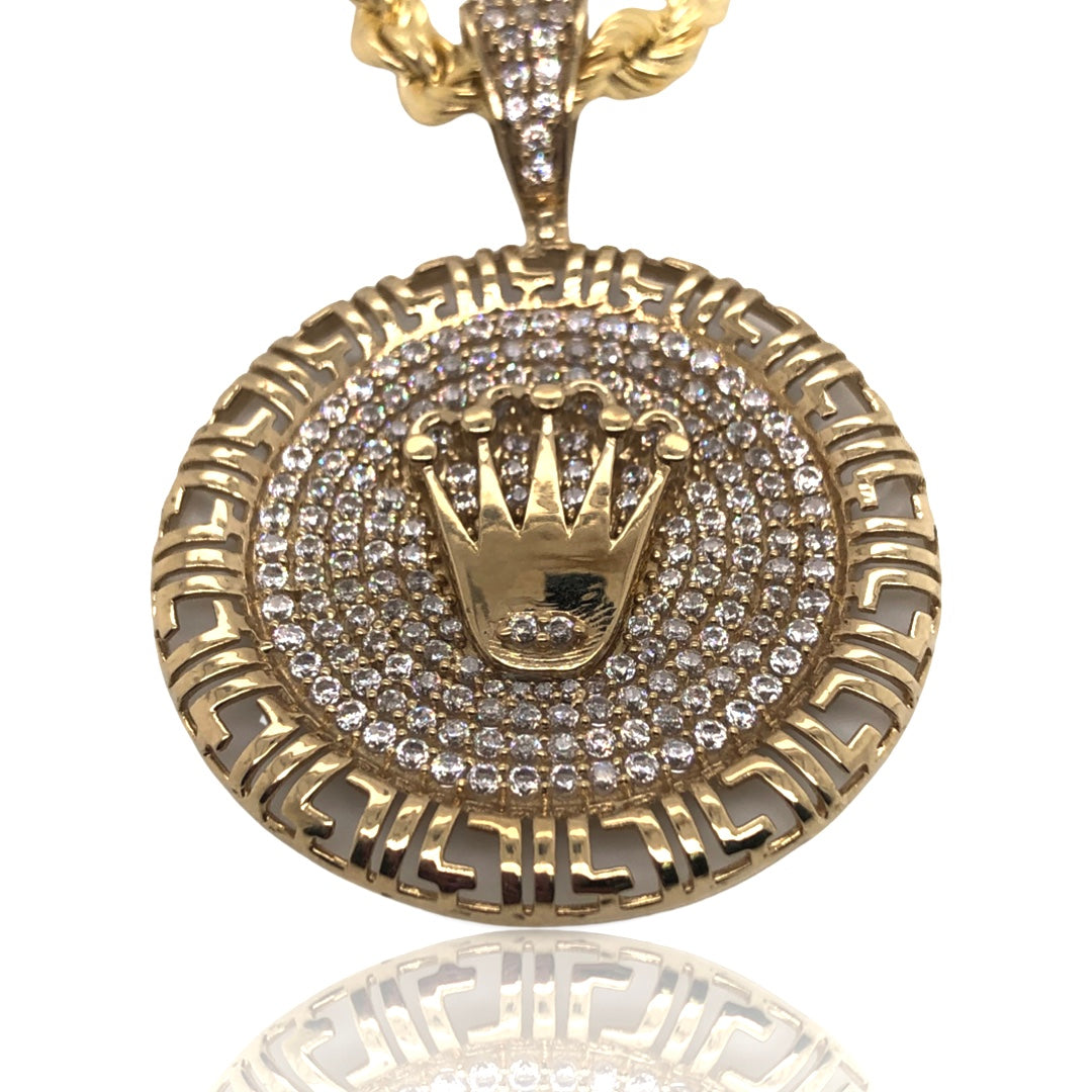 Rolex Crown Round Pendant With Rope Chain