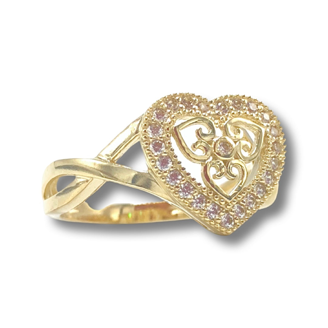 10K Yellow Gold Infinity Heart Ring